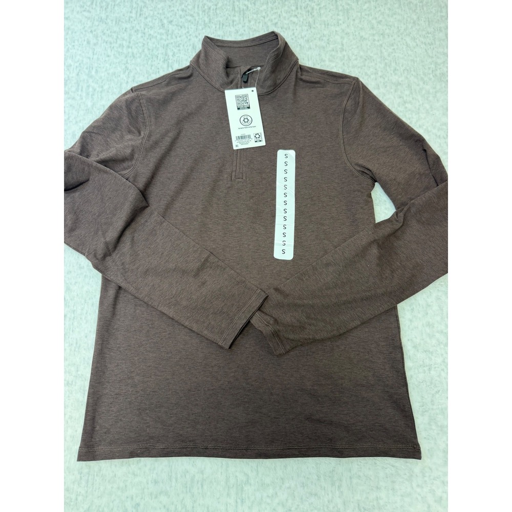 Members Mark Mens Favorite Soft Quarter‎ Zip Pullover Brown Small NWT Activewear